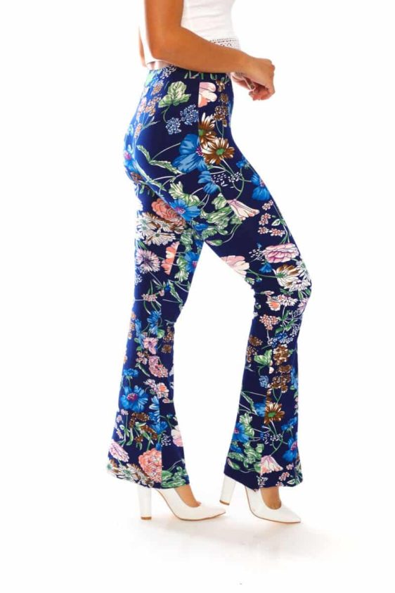 Yummy Material Blue Floral Print Flare Pants - 1