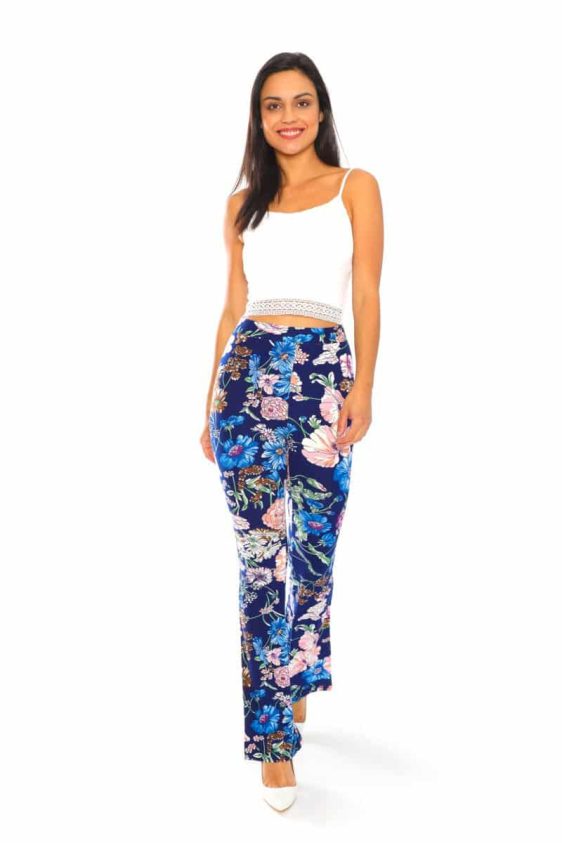 Yummy Material Blue Floral Print Flare Pants - 2