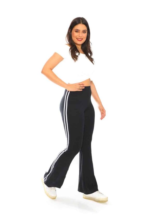 Yummy Material Flare Pants Solid with White Stripes