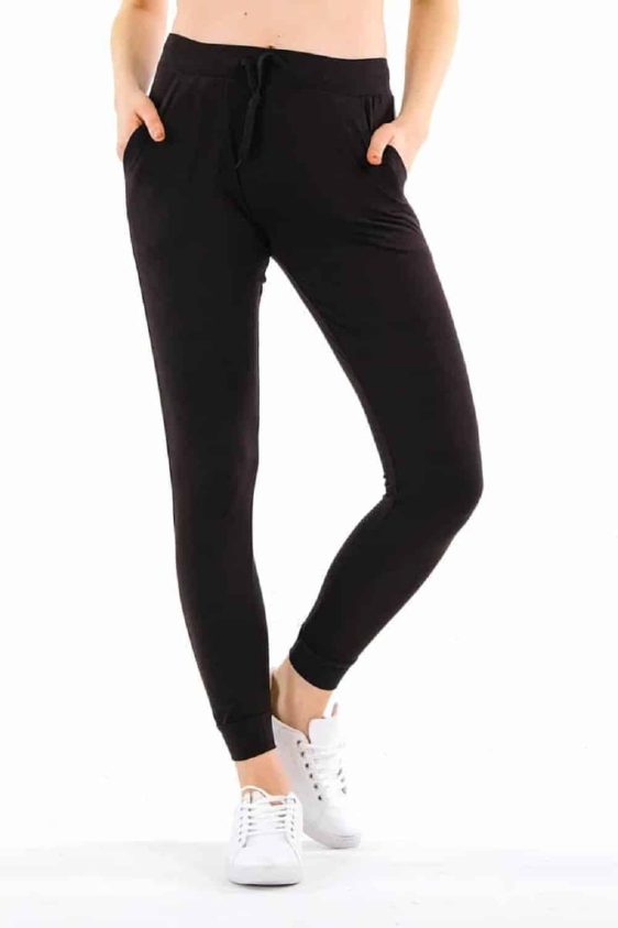 Yummy Material Jogger Pants Black with White Stripes