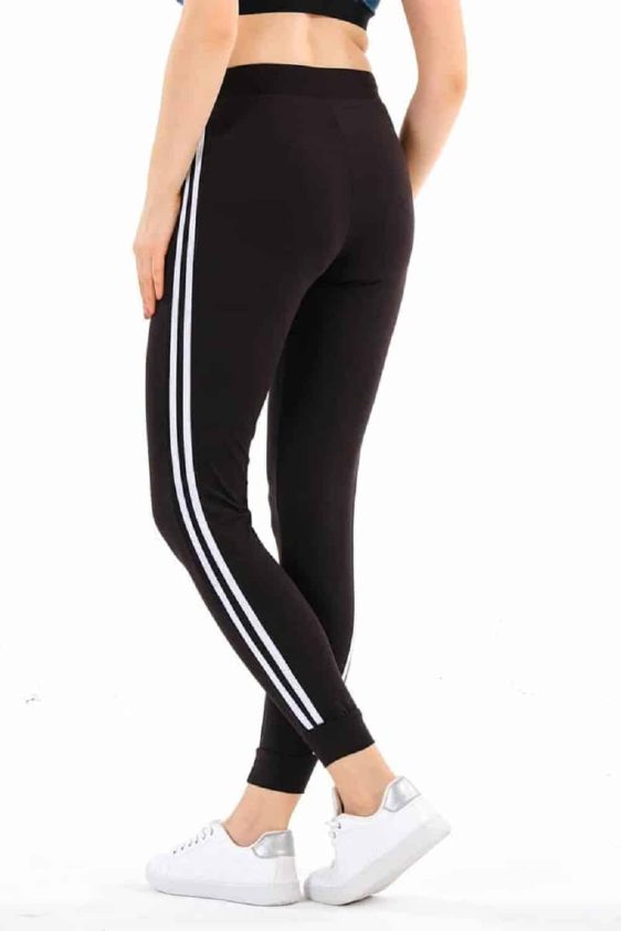 Yummy Material Jogger Pants Black with White Stripes