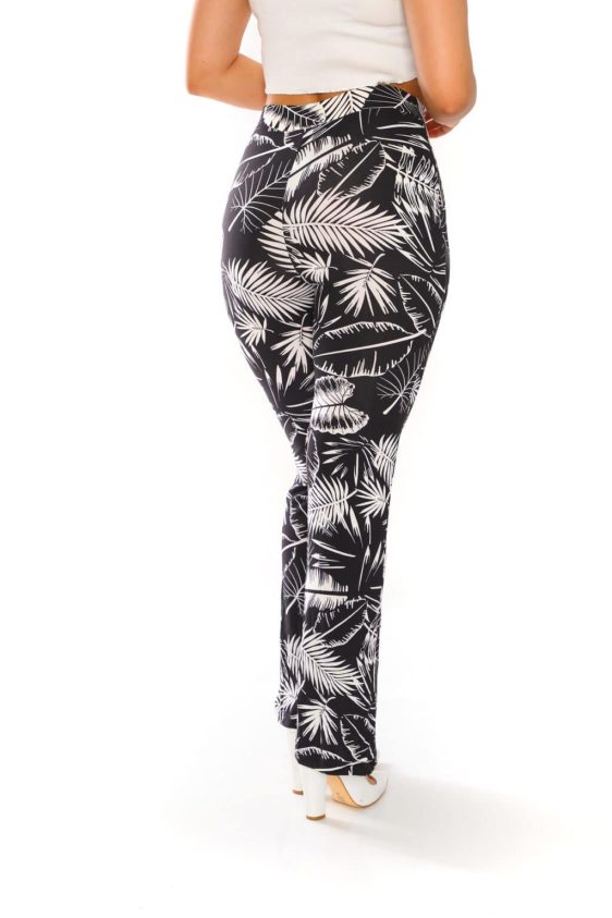 Yummy Material Leaves Printed Flare Pants - 3