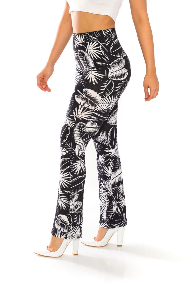 Yummy Material Leaves Printed Flare Pants - 1