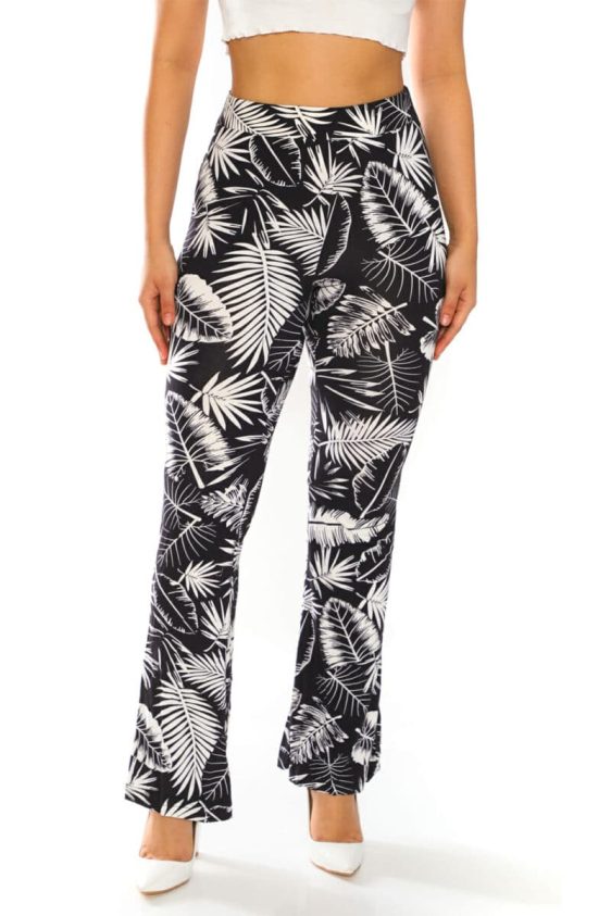 Yummy Material Leaves Printed Flare Pants - 4