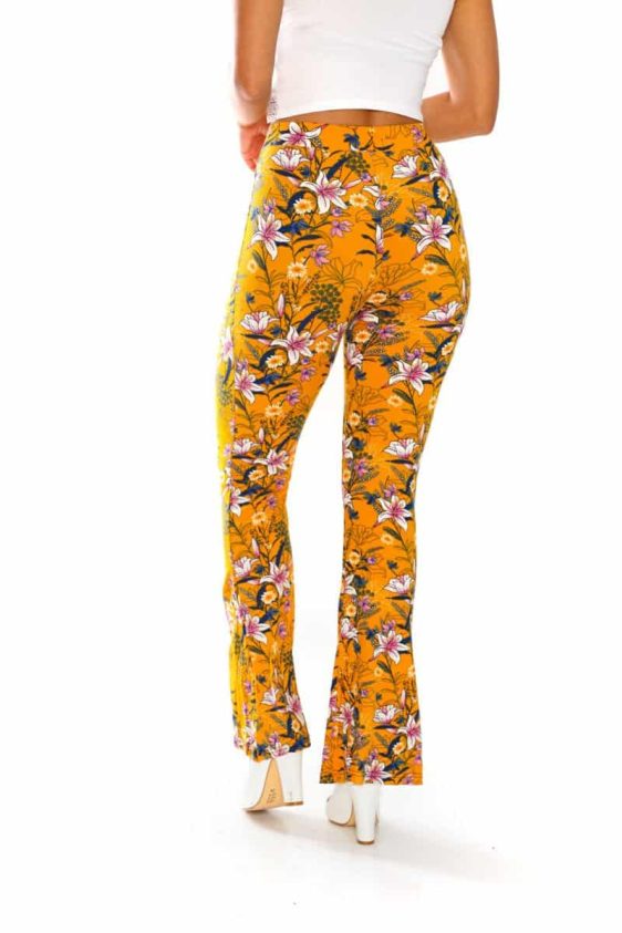 Yummy Material Mustard Floral Print Flare Pants - 4