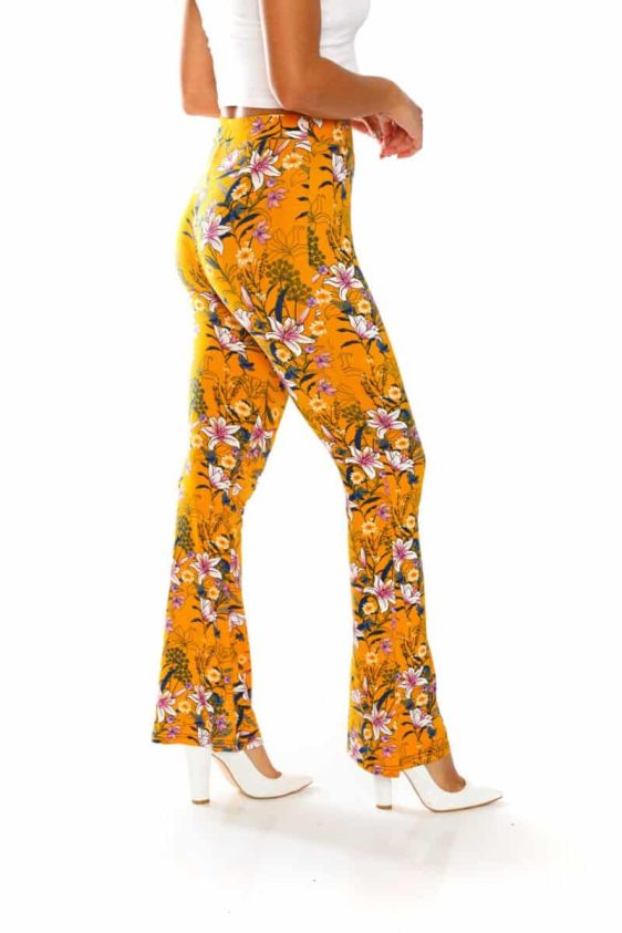 Yummy Material Mustard Floral Print Flare Pants - 1