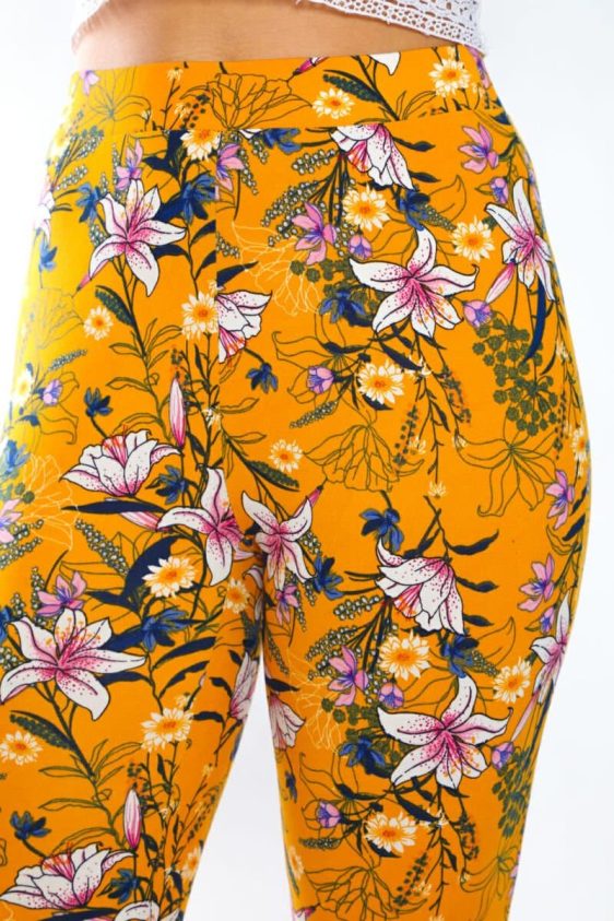 Yummy Material Mustard Floral Print Flare Pants - 5