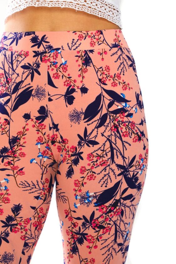 Yummy Material Peach Floral Print Flare Pants - 5