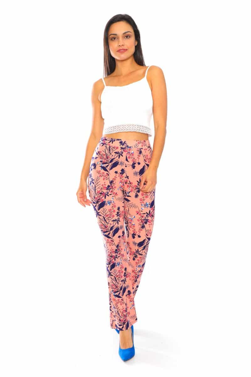 Yummy Material Peach Floral Print Flare Pants - 2