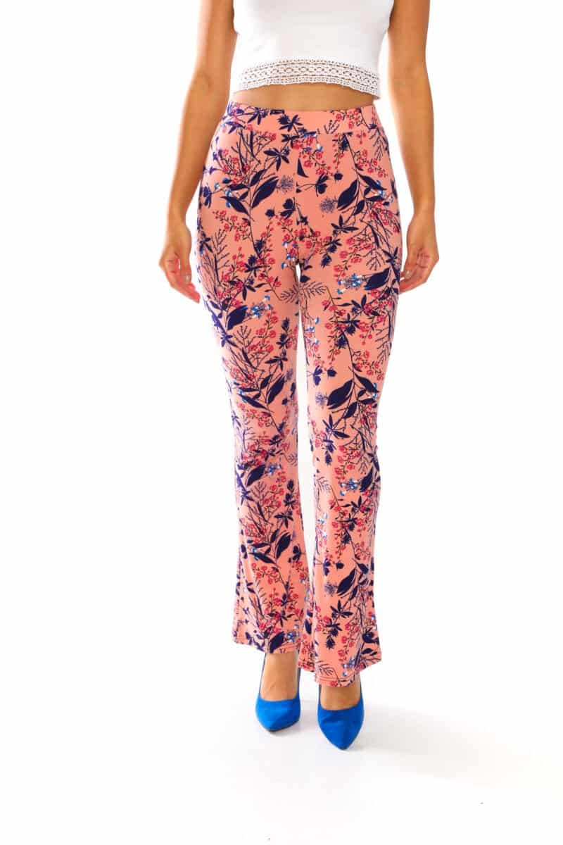 Yummy Material Peach Floral Print Flare Pants - 3