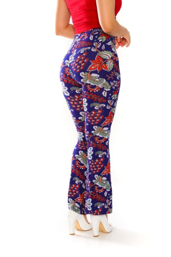 Yummy Material Red Floral Print Flare Pants - 1