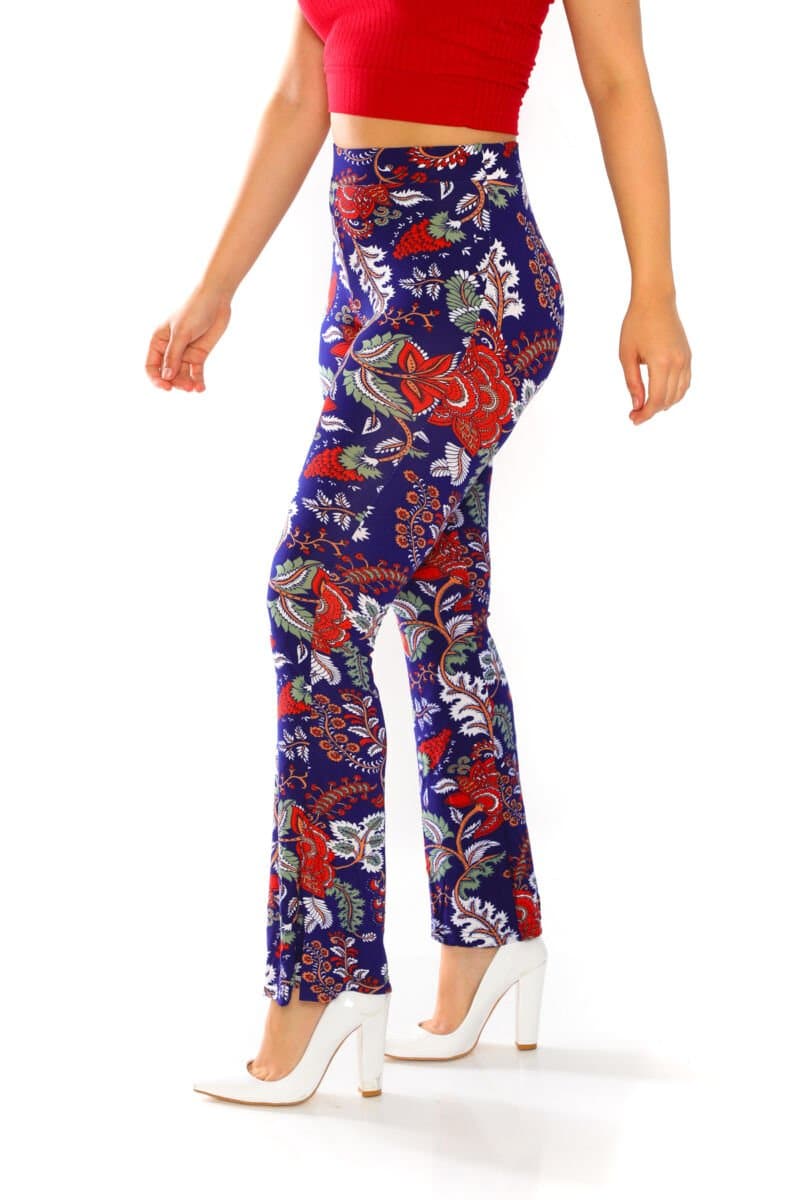 Yummy Material Red Floral Print Flare Pants - 4