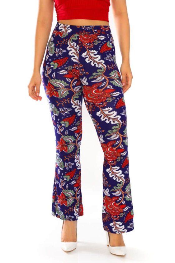 Yummy Material Red Floral Print Flare Pants - 2