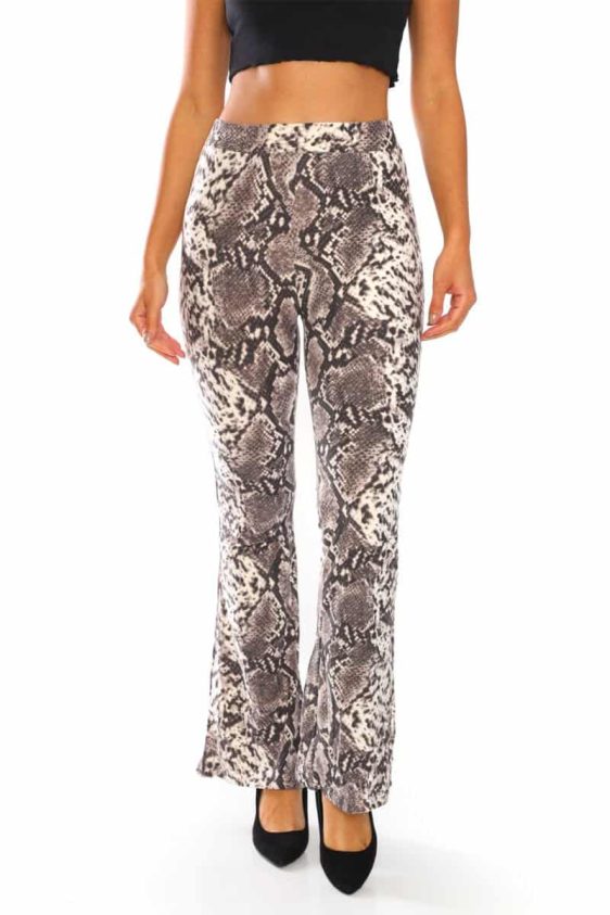 Yummy Material Snakeskin Flare Pants - 4