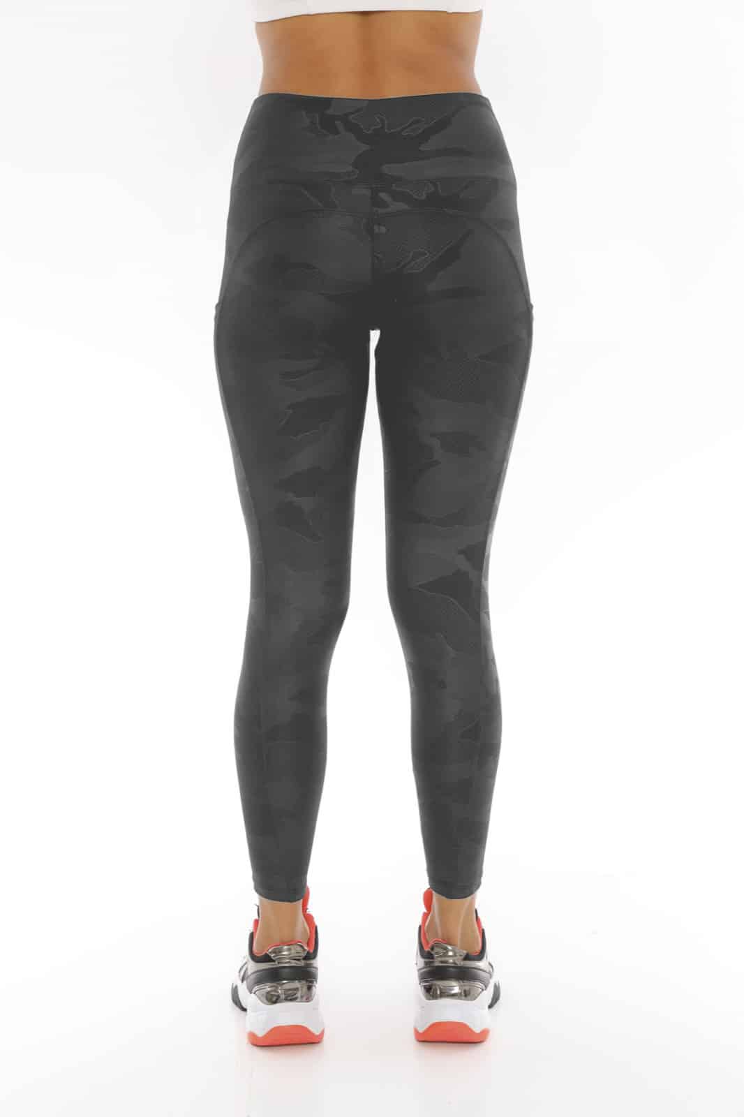 Activewear High Waisted Grey Color Camo Design Yoga Pants with Side Pockets  - Its All Leggings