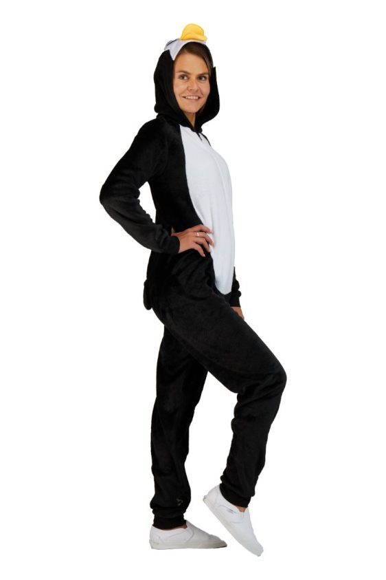 Women's Penguin Hooded Zip Up One Piece Cozy Onesie - 2