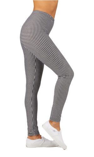 Printed Leggings High Waisted Black and White Color with Checkered Pattern