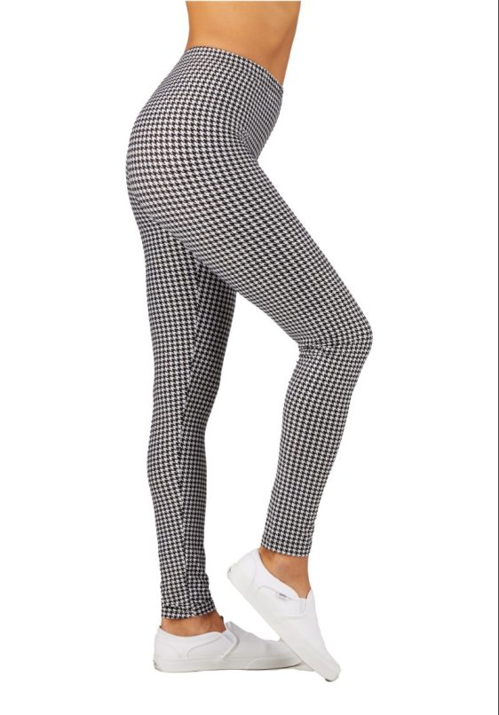 Printed Leggings High Waisted Black and White Color with Checkered Pattern