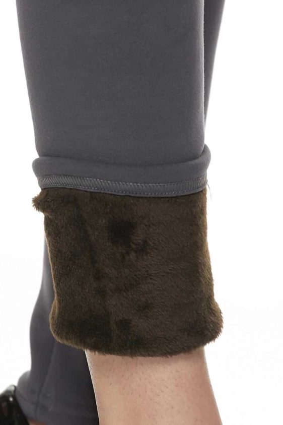 Solid Color 3 inch High Waisted Ankle Length Fur Lined Leggings - 12