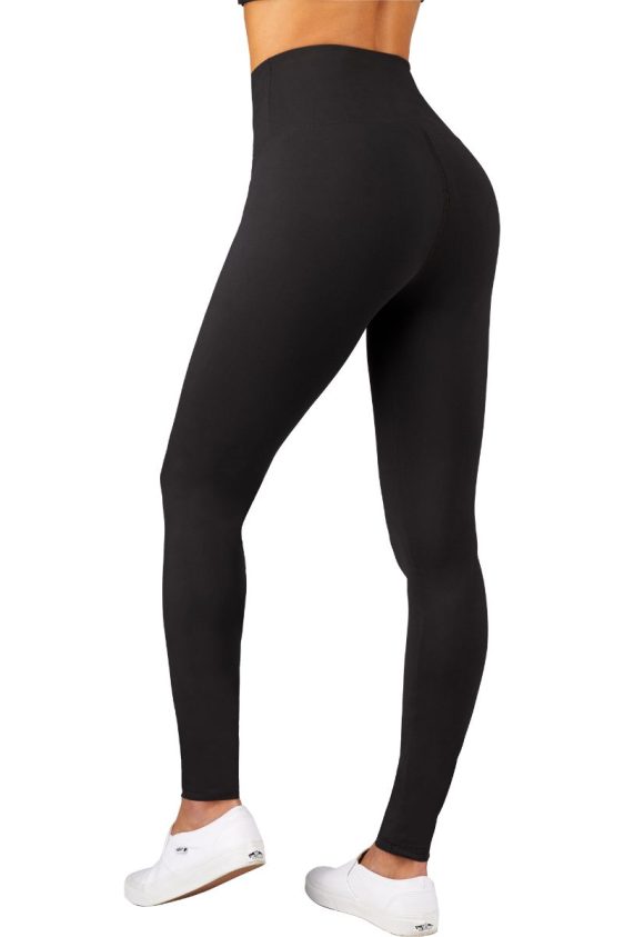 Solid Color 5 Inch High Waisted Ankle Leggings Black Color