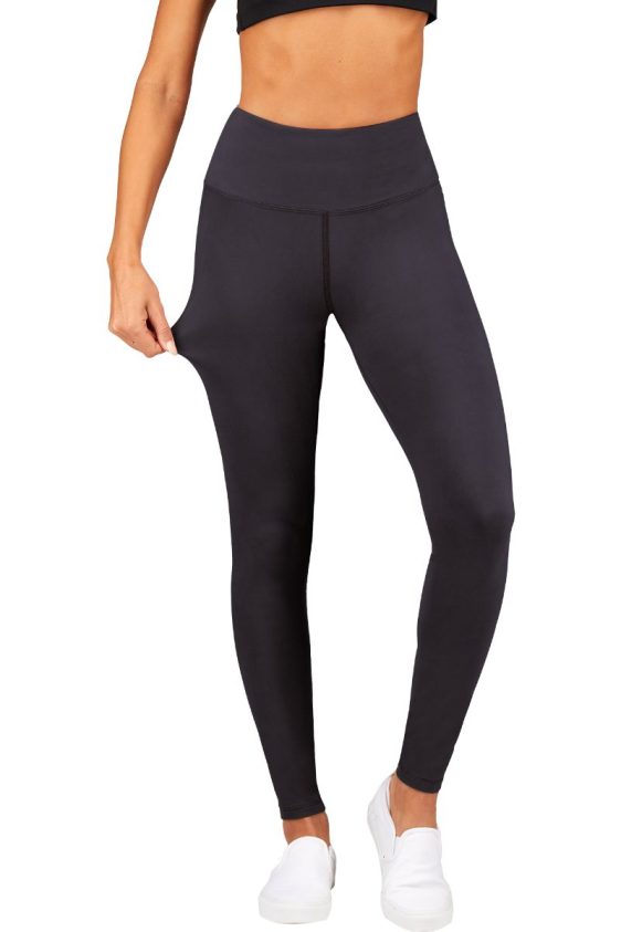 Solid Color 5 Inch High Waisted Ankle Leggings Charcoal Color