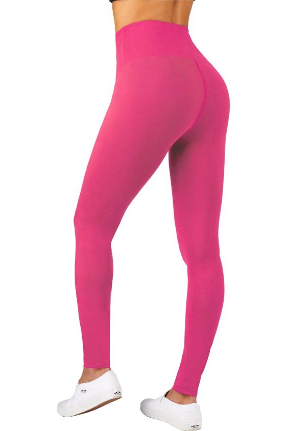 Solid Color 5 Inch High Waisted Ankle Leggings Fuchsia Color
