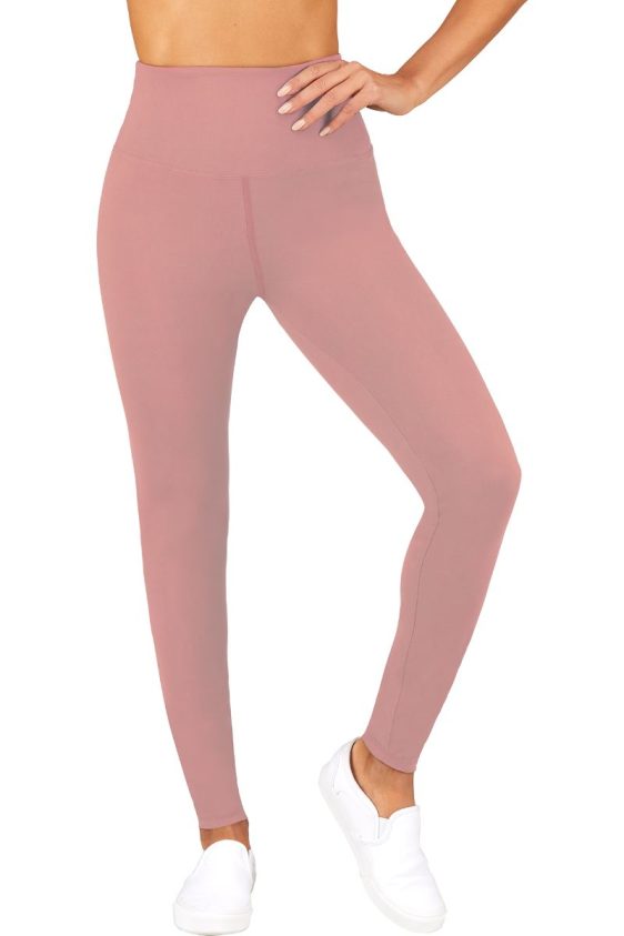 Solid Color 5 Inch High Waisted Ankle Leggings Mauve Color