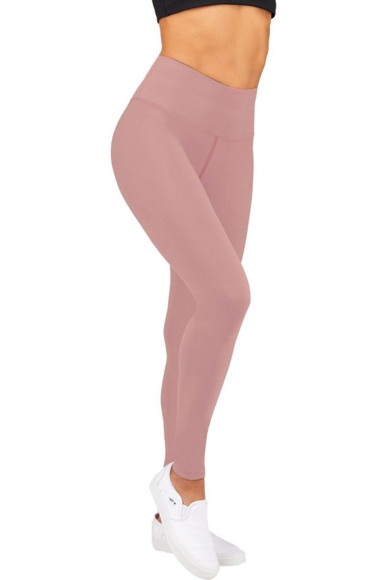Solid Color 5 Inch High Waisted Ankle Leggings Mauve Color
