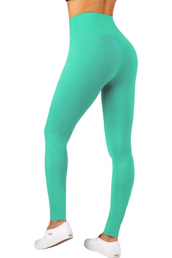 Solid Color 5 Inch High Waisted Ankle Leggings Mint Color
