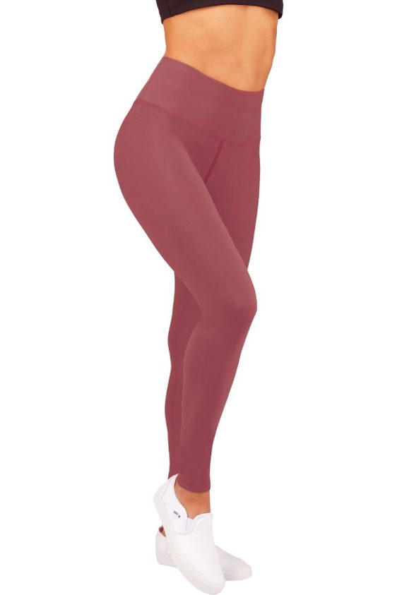 Solid Color 5 Inch High Waisted Ankle Leggings Mulberry Color