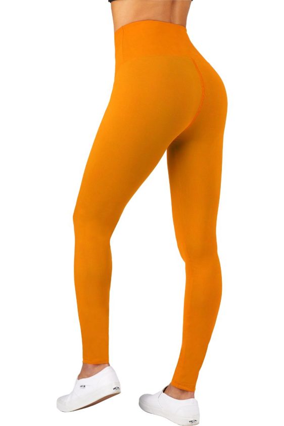 Solid Color 5 Inch High Waisted Ankle Leggings Mustard Yellow Color