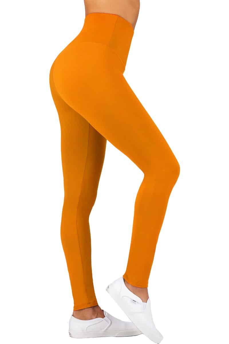 Premium Fleece Lined Leggings Women High Waisted Winter Warm Leggings - 20+  Colors, Regular & Plus Size, Rust Orange, Small-Medium