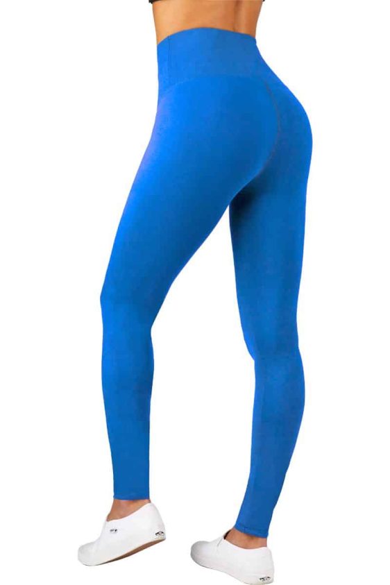 Solid Color 5 Inch High Waisted Ankle Leggings Royal Blue Color