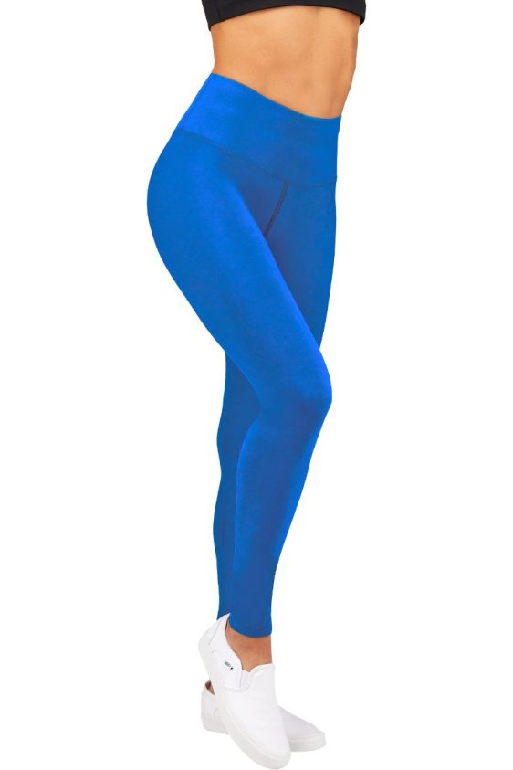 Solid Color 5 Inch High Waisted Ankle Leggings Royal Blue Color