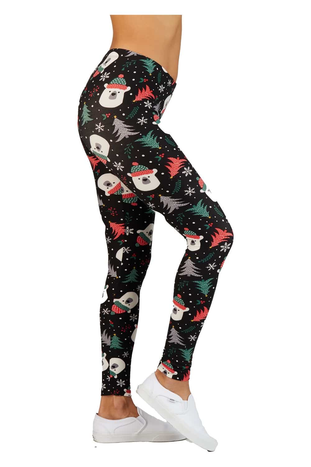 Christmas Print Ankle Leggings 1 inch Elastic Waisted with Christmas ...