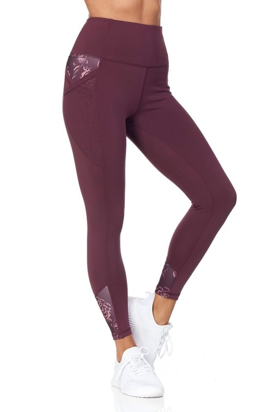 7/8 Cropped Active Leggings with Double Pocket in Sheer Mesh