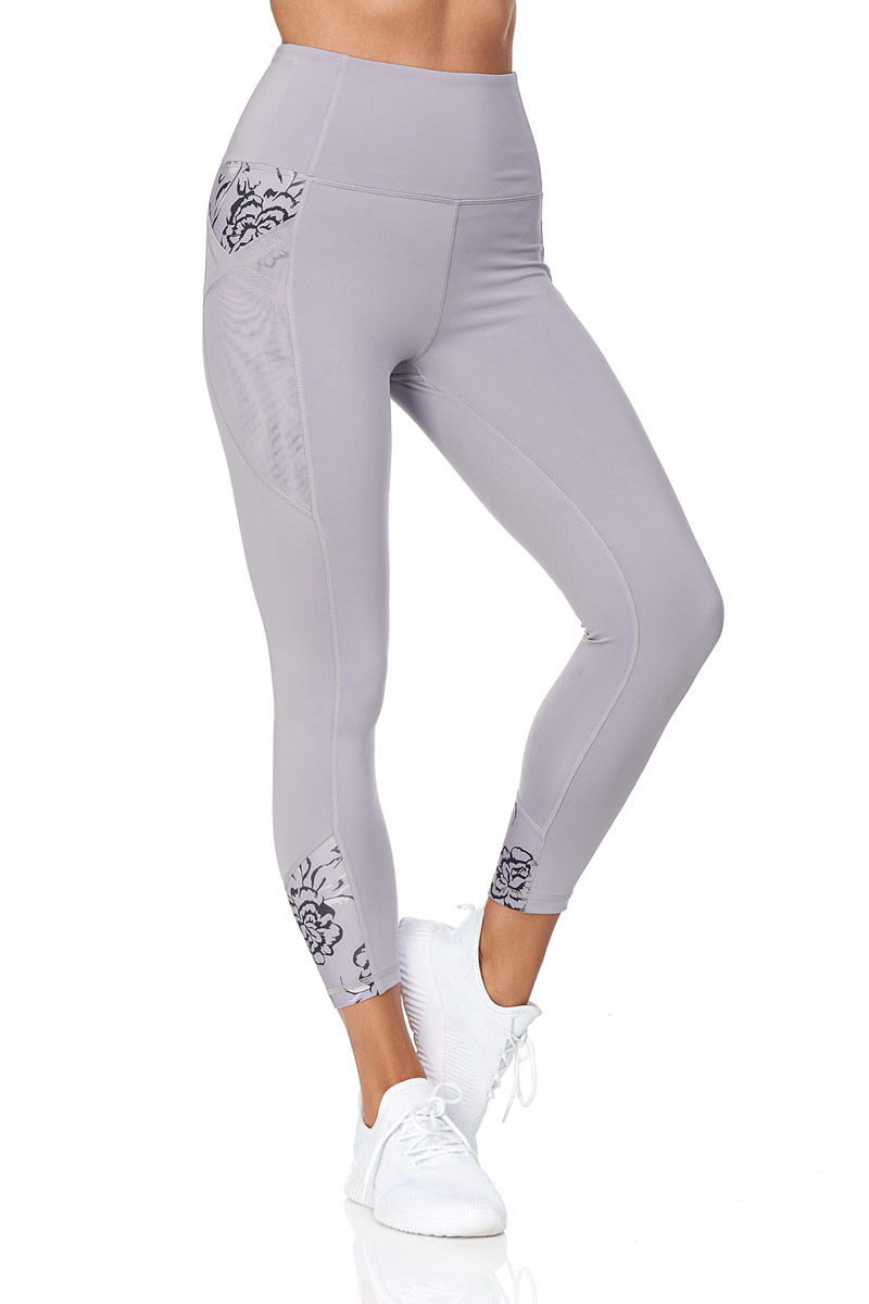 BUY 1 GET 3 FREE! Silver Grey Cassi Mesh Pockets Workout Leggings Yoga  Pants - Women