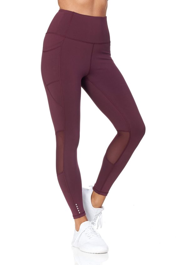 7/8 Cropped Active Leggings with Pocket and Mesh Detail