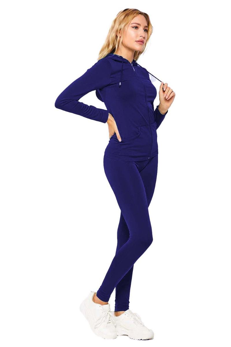 Activewear Sets 2 Pcs Solid Zip Up Hoodie And Legging Tights - Its All  Leggings
