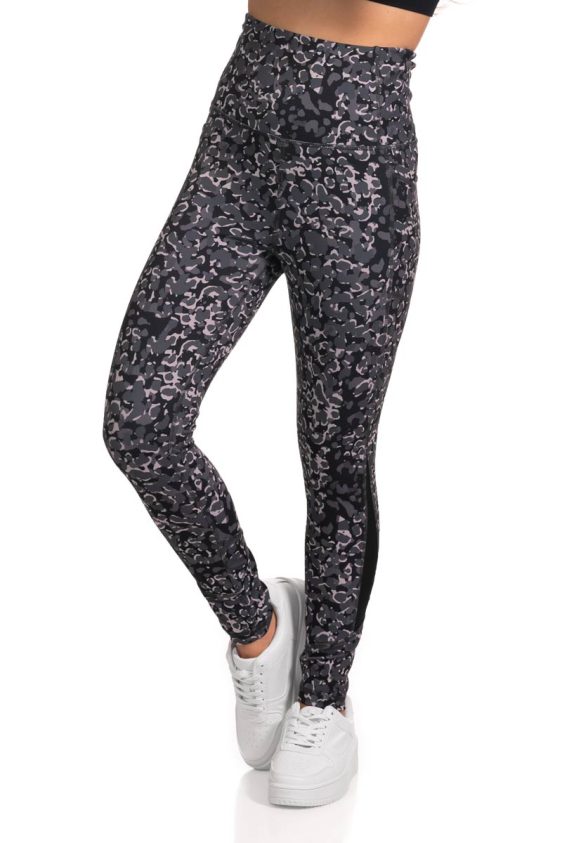 Activewear Yoga Pants 7/8 Lenght Leopard Print with Sheer Mesh Panel ...