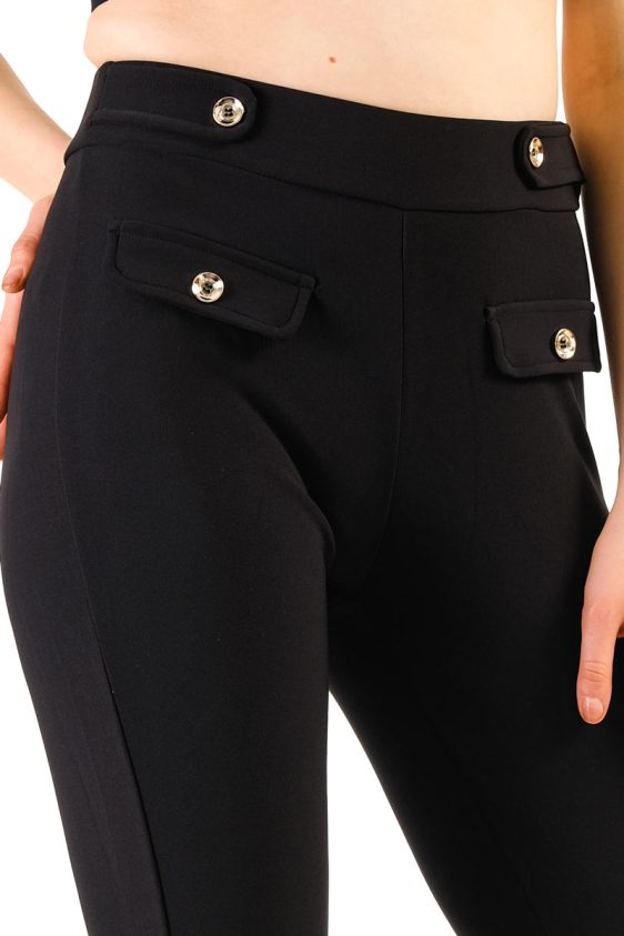 Pants for Woman with Buttons and Fake Pockets