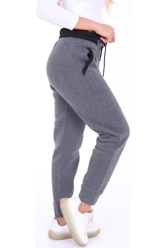 Solid Color Fleece Lined Joggers with Side Pockets-Charcoal
