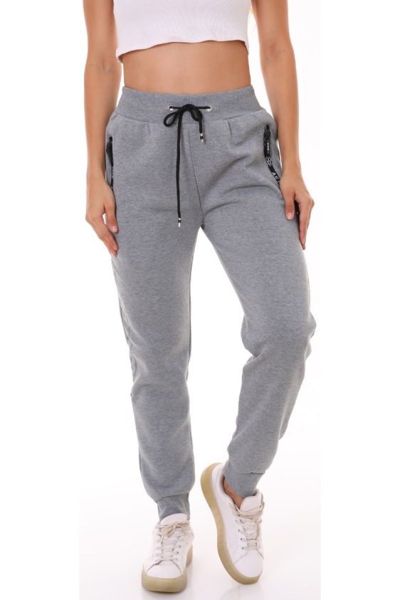 Solid Color Fleeced Lined Joggers Pants with Zip Side Pockets