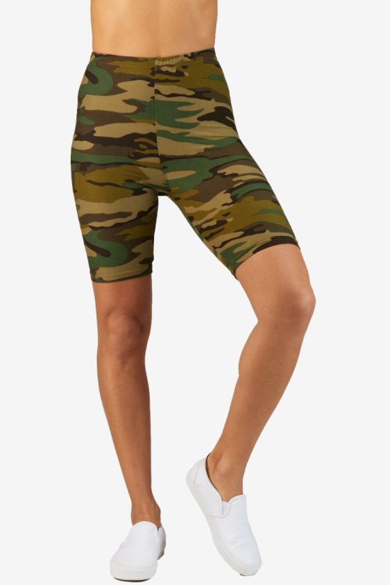 Camouflage Pattern High Waisted Biker Shorts