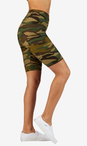 Camouflage Pattern High Waisted Biker Shorts