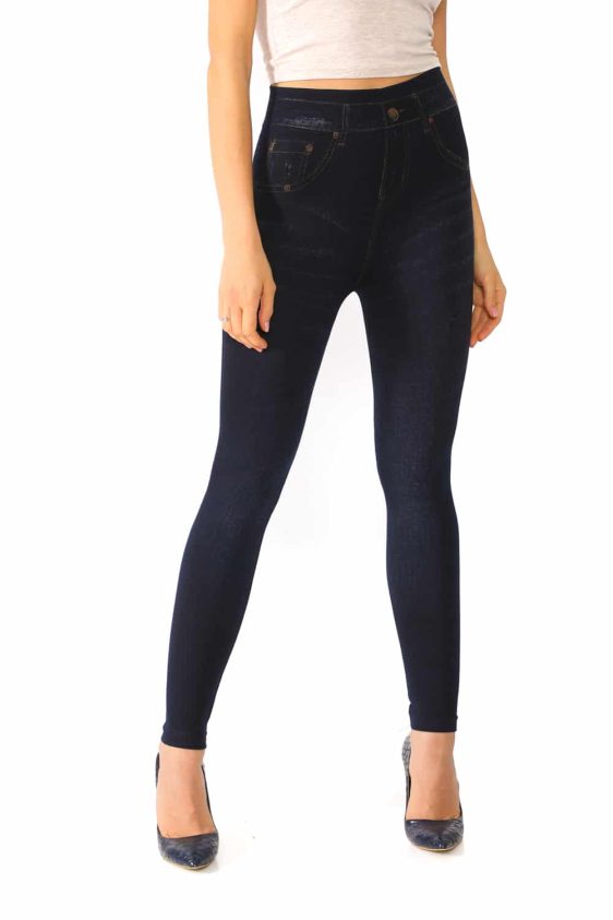 Dark Color Jeggings with Faux Pockets