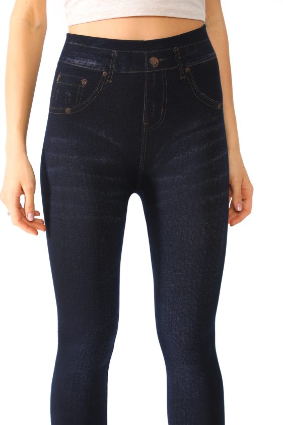 Dark Color Jeggings with Faux Pockets