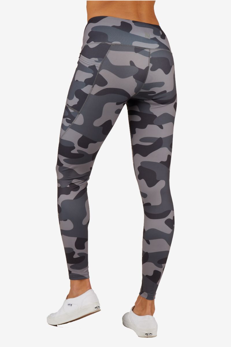Grey Leggings With Grey Camo Contrast, PrettyLittleThing USA