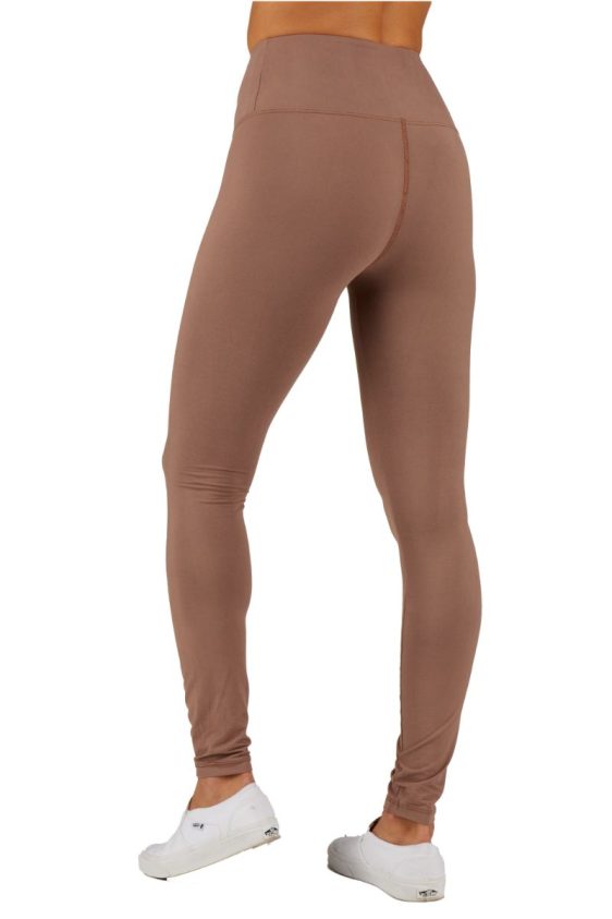 Solid Color 5 Inch High Waisted Ankle Leggings Mushroom Color