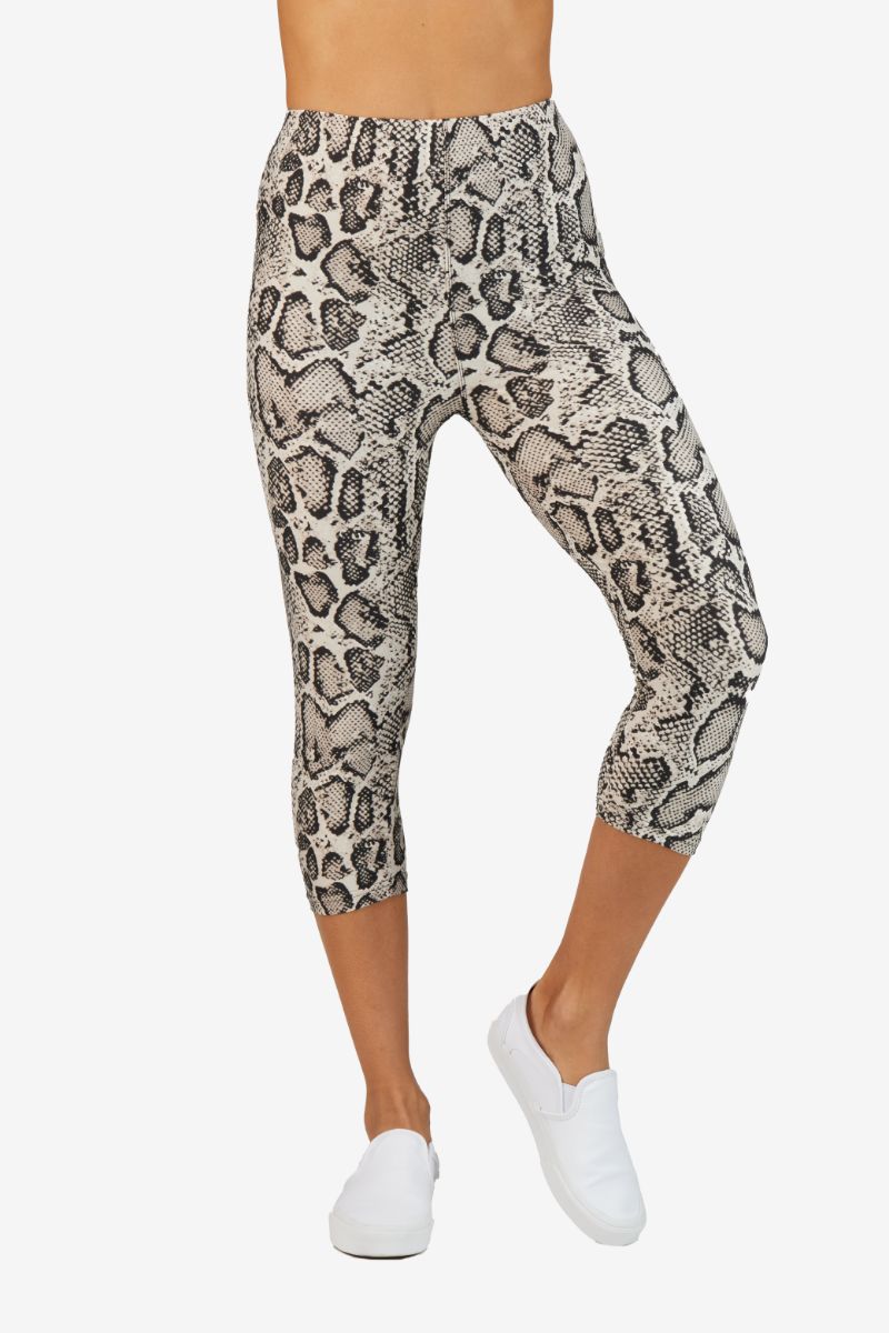 Printed Snakeskin Leggings, Animal Print Brown Geometric Pattern Print –  Starcove Fashion
